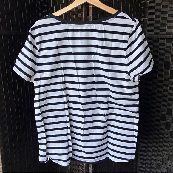 Zenergy Chico's Navy and White Striped Short Sleeve Tee Sz 2 Large - Picture 9 of 15